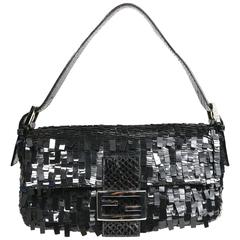 Fendi Classic Baguette-Handtasche mit schwarzen Pailletten