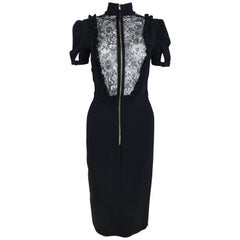 D&G by Dolce and Gabbana Black Jersey Short Sleeve Sheath Dress 