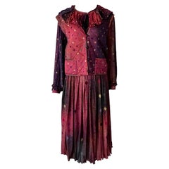 Vintage anni '80 MISSONI Gonna / Gilet / Top in seta Arlecchino - Set di 3 pezzi