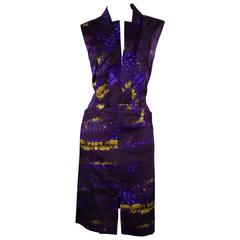 Oscar De La Renta Purple and YellowAnimal Print Dress