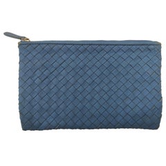 Retro Botttega Veneta blue leather clutch wallet