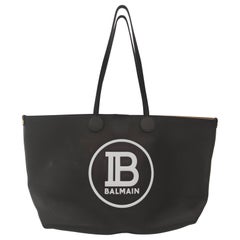 Used Balmain black leather shopper bag