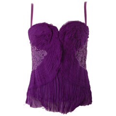 Ermanno Scervino S/S 2006 purple ruched chiffon and lace corset