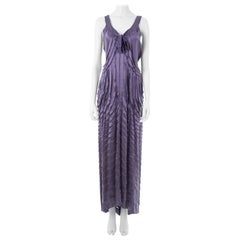 Vintage Alberta Ferretti F/W 2004 purple shredded silk ribbon evening dress