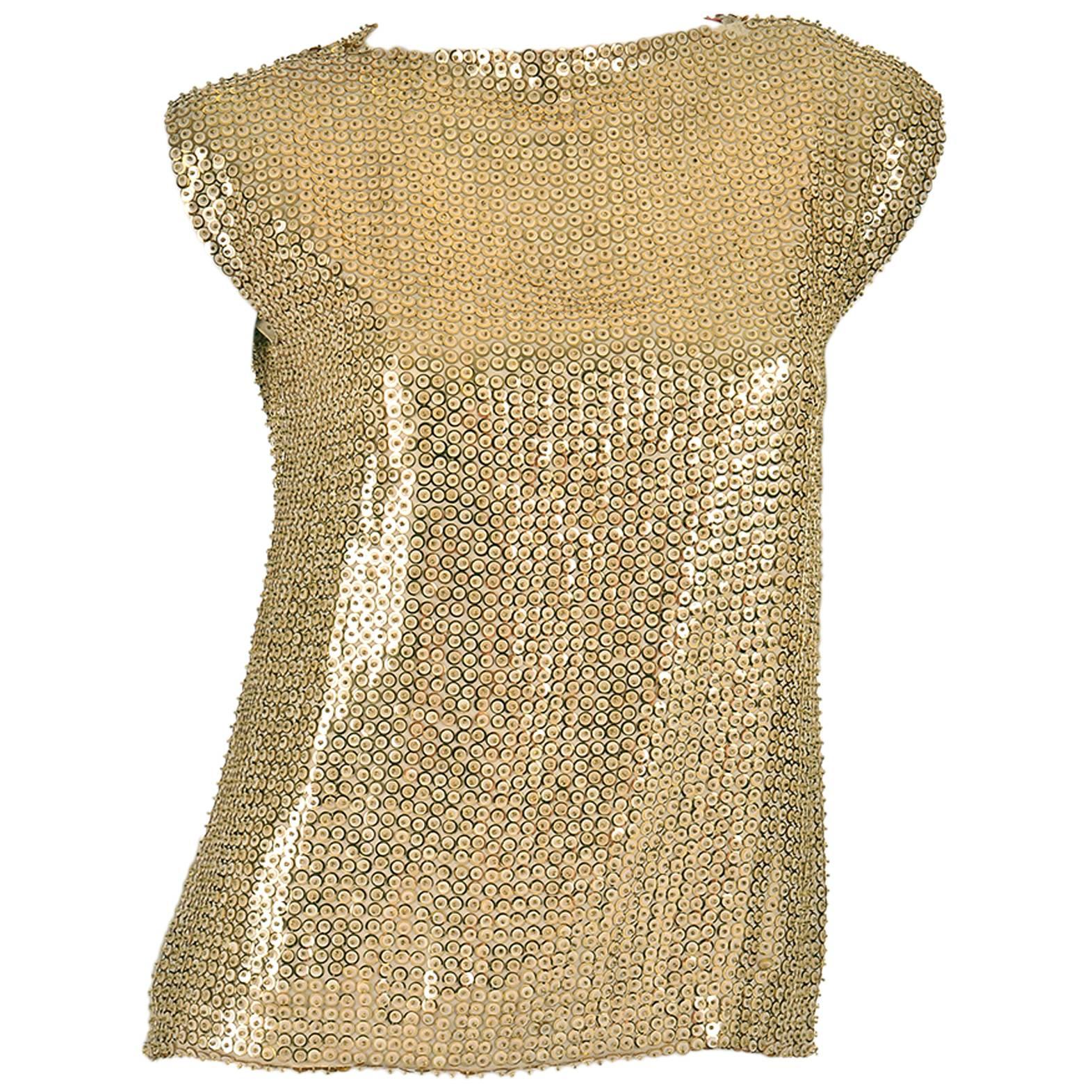 1970's Pierre Balmain Gold Sequined Blouse