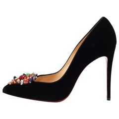 Escarpins Diva Cora en velours noir Christian Louboutin, Taille 40,5