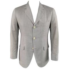 Men's LORO PIANA 40 Regular Light Gray Heather Wool Elbow Patch Sport Coat