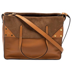 Fendi Tan Leather and Suede Flip Tote