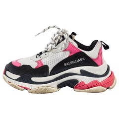 Used Balenciaga Multicolor Leather and Mesh Track Sneakers Size 37