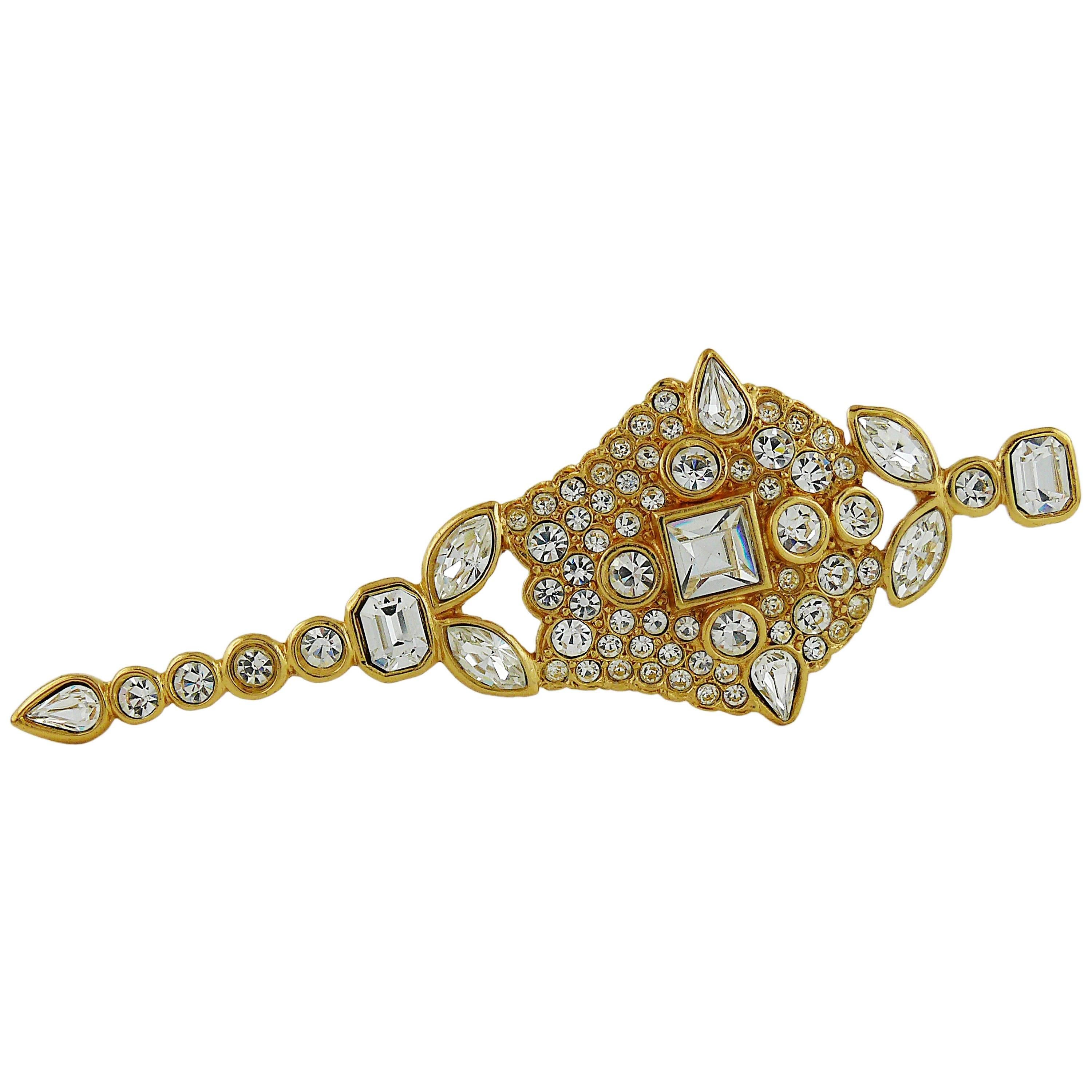 Yves Saint Laurent YSL Vintage Massive Diamante Brooch For Sale