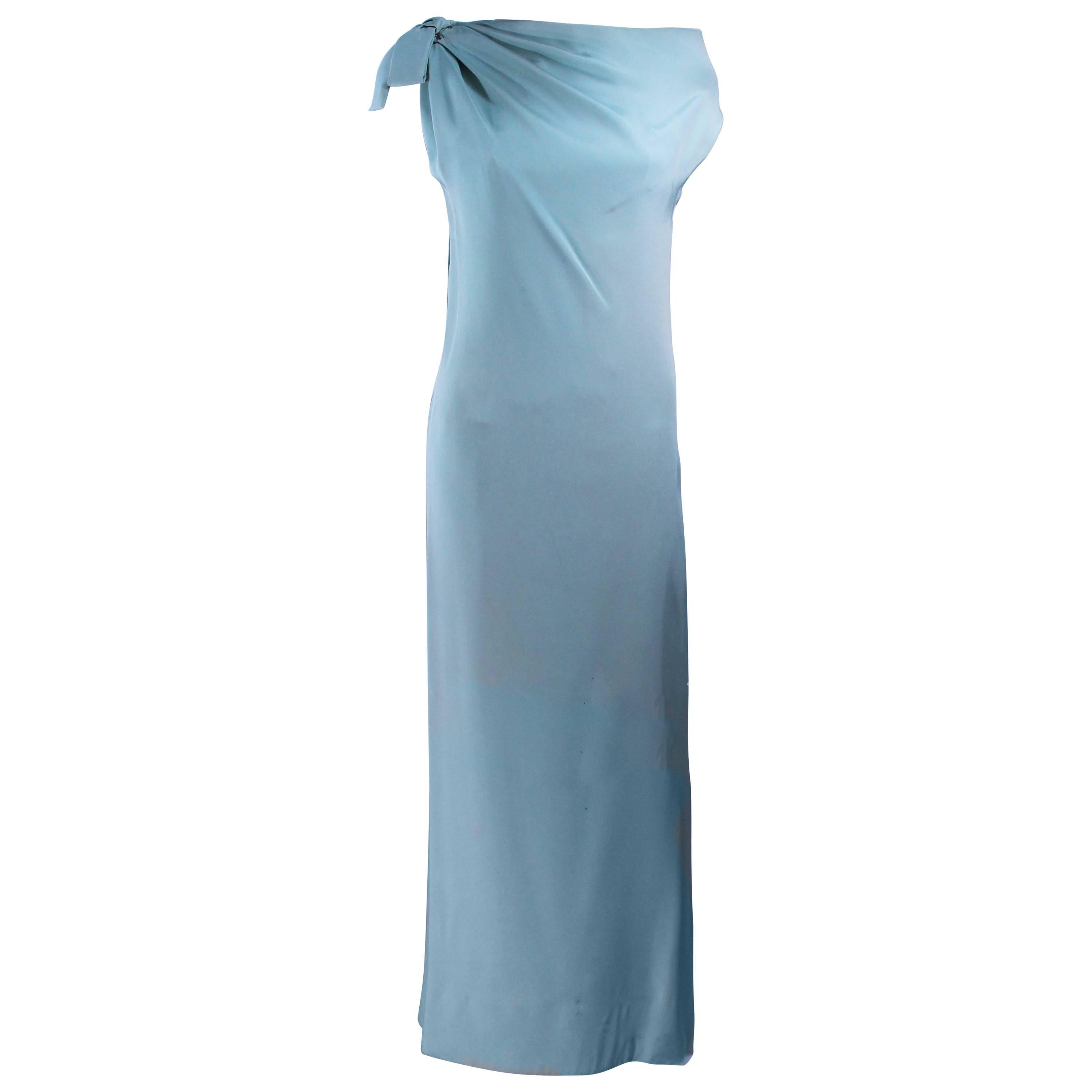 CHRISTIAN DIOR HAUTE COUTURE Aqua Draped Gown Size 0 2 For Sale