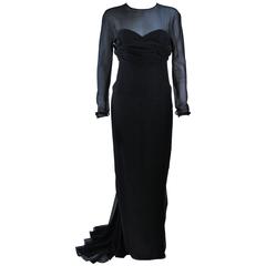 CHRISTIAN DIOR HAUTE COUTURE Betsy Bloomingdales Black Silk Chiffon Gown Size 2 5