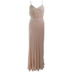CEIL CHAPMAN Nude Chiffon Draped Gown Size 2 4 4