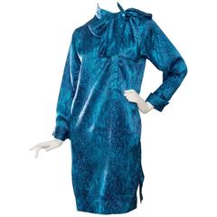 1980s Celine Python Print Silk Dress