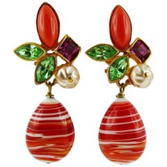 Christian Lacroix Vintage Jewelled Dangling Earrings