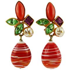 Christian Lacroix Vintage Jewelled Dangling Earrings 3