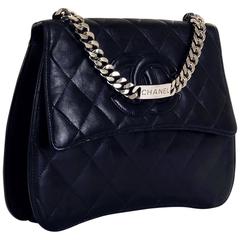 Chanel Black Quilted Lambskin Double'C' Evening bag with Chanel Signature SHW