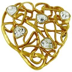 Yves Saint Laurent YSL Massive Vintage Jewelled Heart Brooch