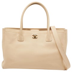 Chanel Beige Leather Cerf Shopper Tote