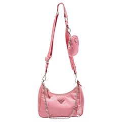 Used Prada Pink Nylon and Leather Re-Edition 2005 Shoulder Bag