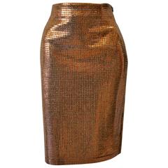 Vibrant Gianfranco Ferre Copper Sequin Pencil Skirt For Sale at 1stDibs ...
