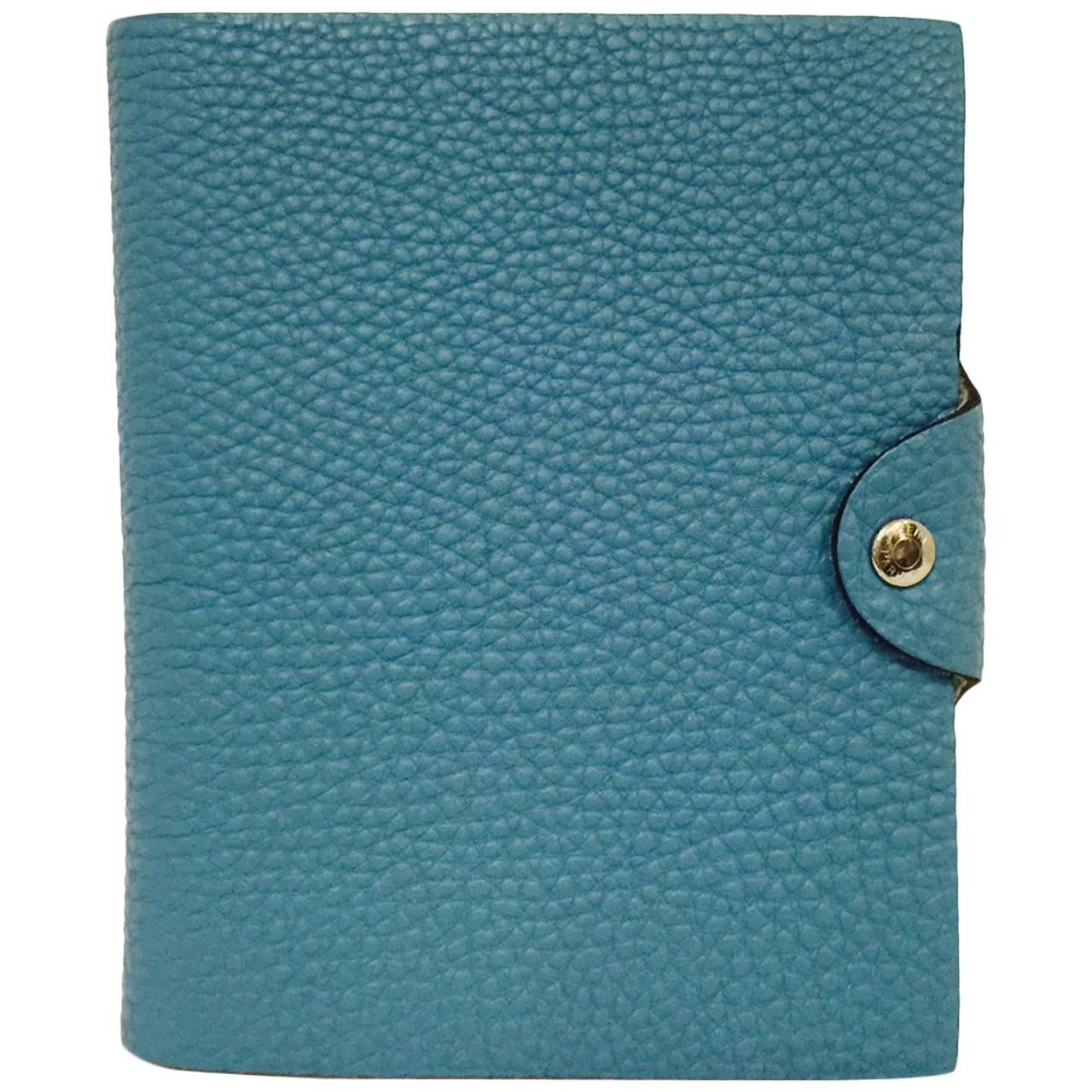 Hermes Ulysse Notebook Blue Jean Togo Leather PHW