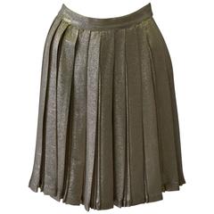 Fabulous Gianni Versace Couture Gold Lurex Pleated Silk Skirt
