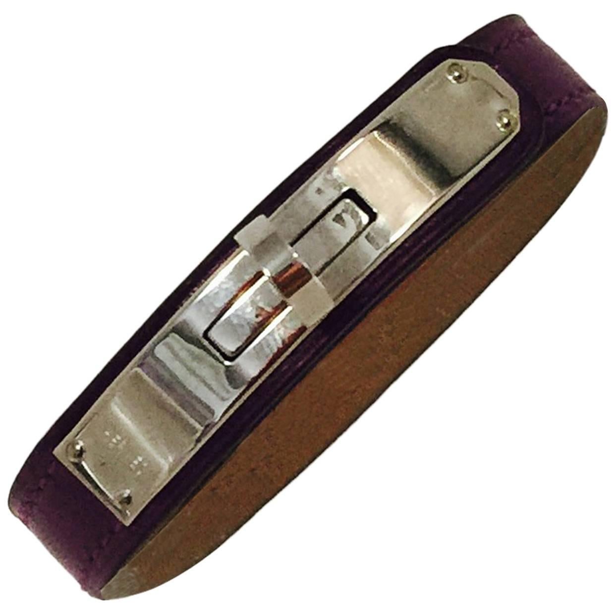 2009 Hermes Purple Micro Kelly Bracelet With PHW