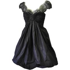 Haute Oscar de la Renta Black Silk Taffeta Bubble Cocktail Dress