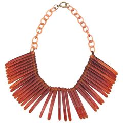 Tortoise Resin Fringe Collar Necklace 2