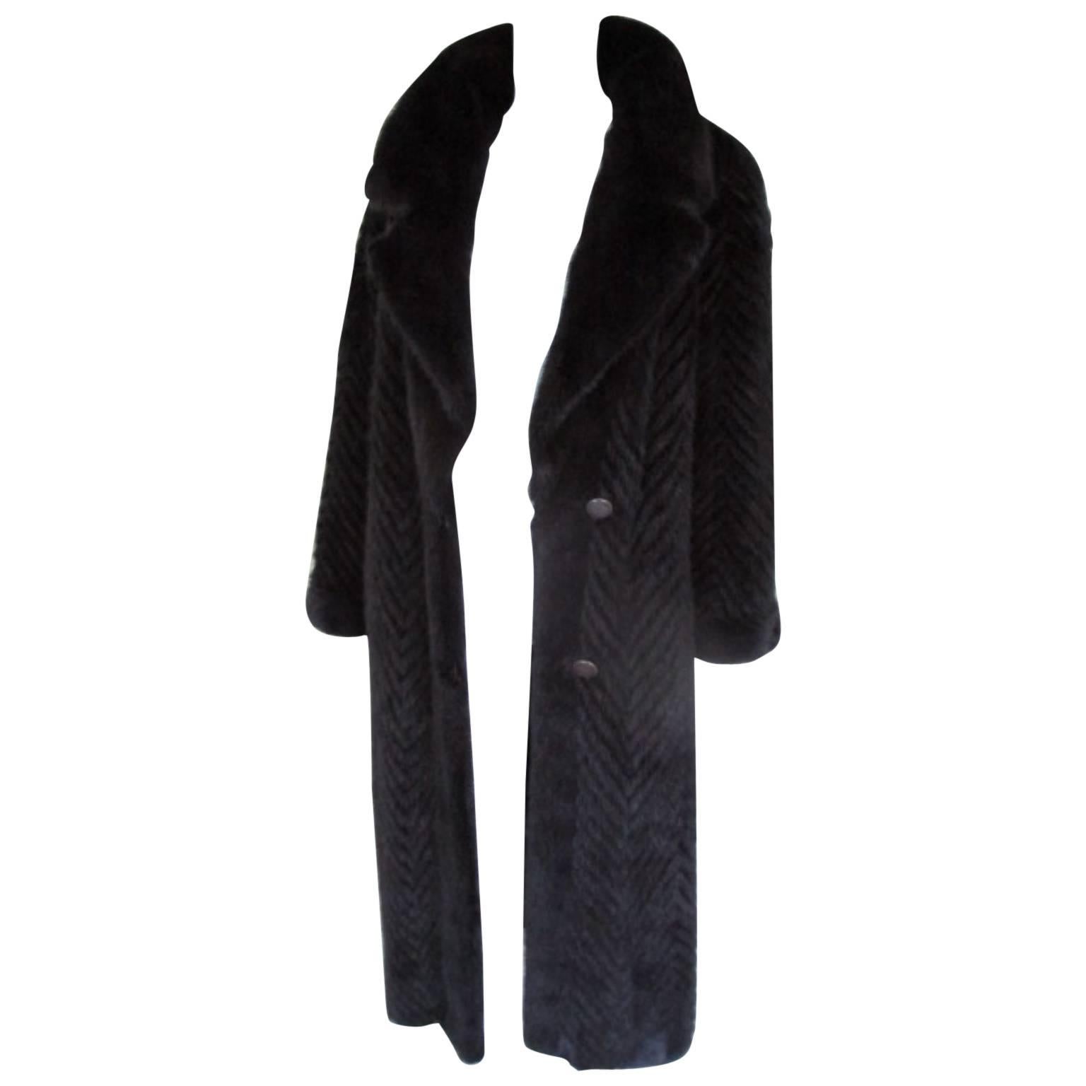 Reversible Long Mink and Silk Fur Coat