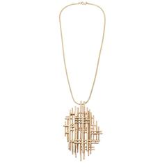Signed Boucher Gold Plated Modernist Sculptural Pendant Necklace 9