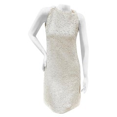 Retro Jean Patou Ivory Sequin Dress 1960's