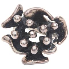 Signed Margot de Taxco Sterling Silver Sculptural Abstract Ring 10