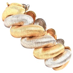 Castlecliff Braided Twisted Gold and Silver Bracelet Signed Vintage