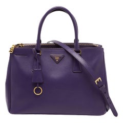 Prada Purple Saffiano Lux Leather Medium Galleria Double Zip Tote