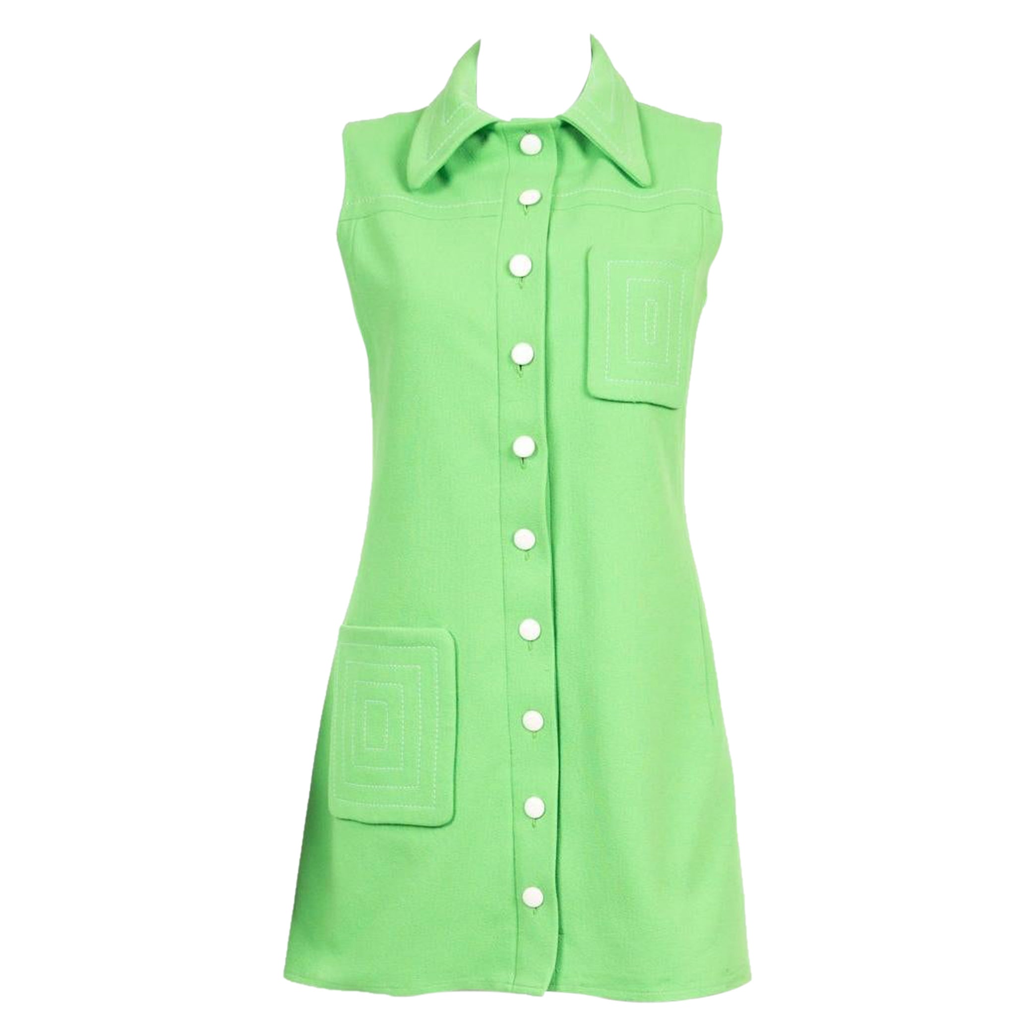 1970 Pierre Cardin Green Mini Dress For Sale