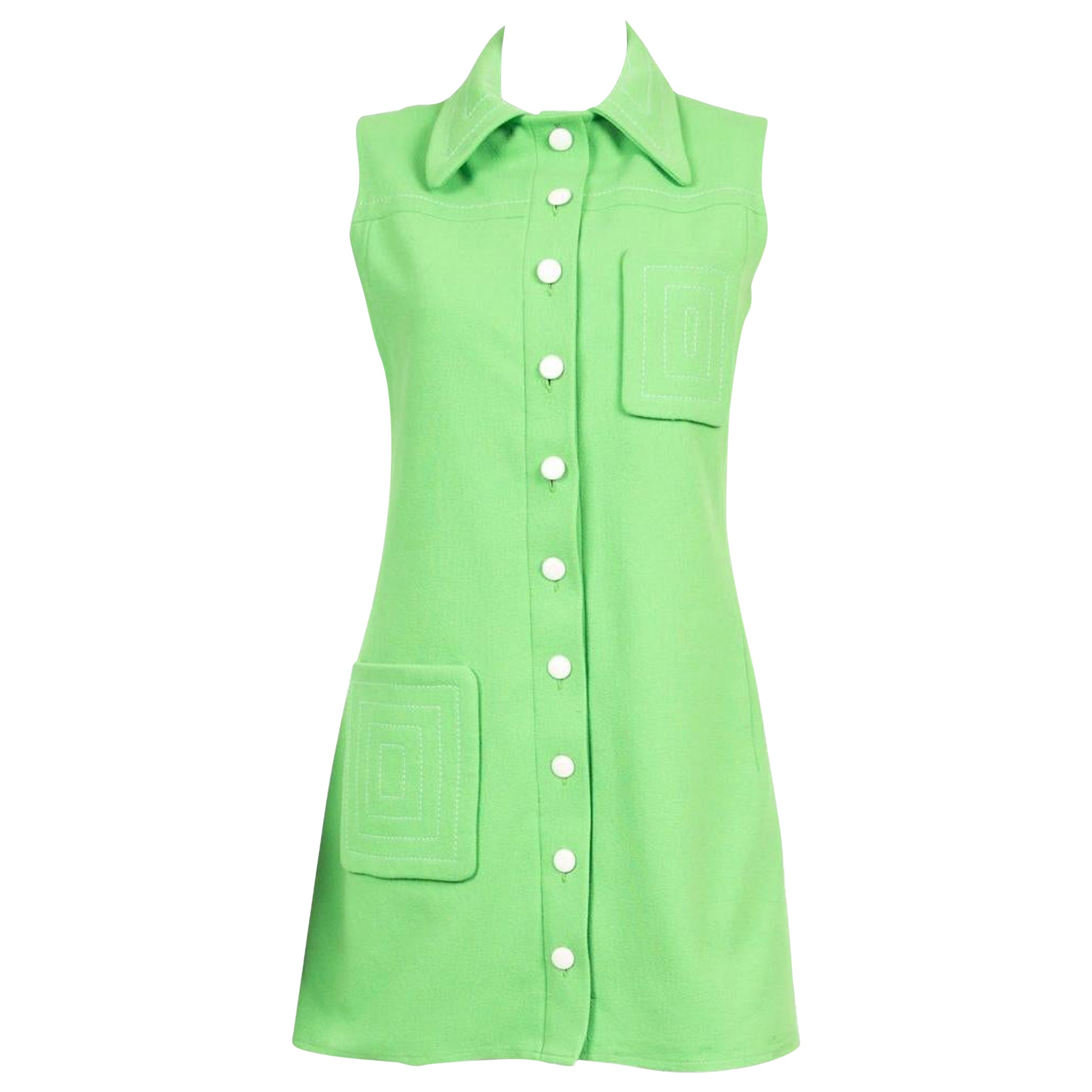 Mini Vestido Verde Pierre Cardin 1970