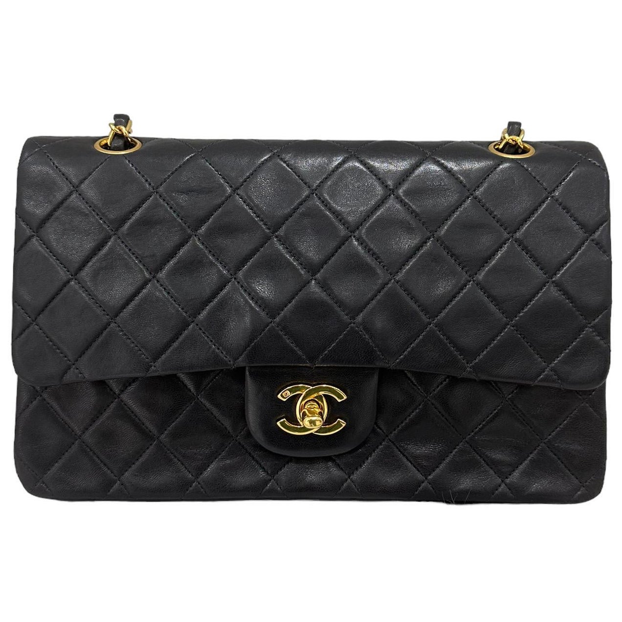 1996 Chanel Timeless Classic 2.55 Black Leather Top Shoulder Bag For Sale