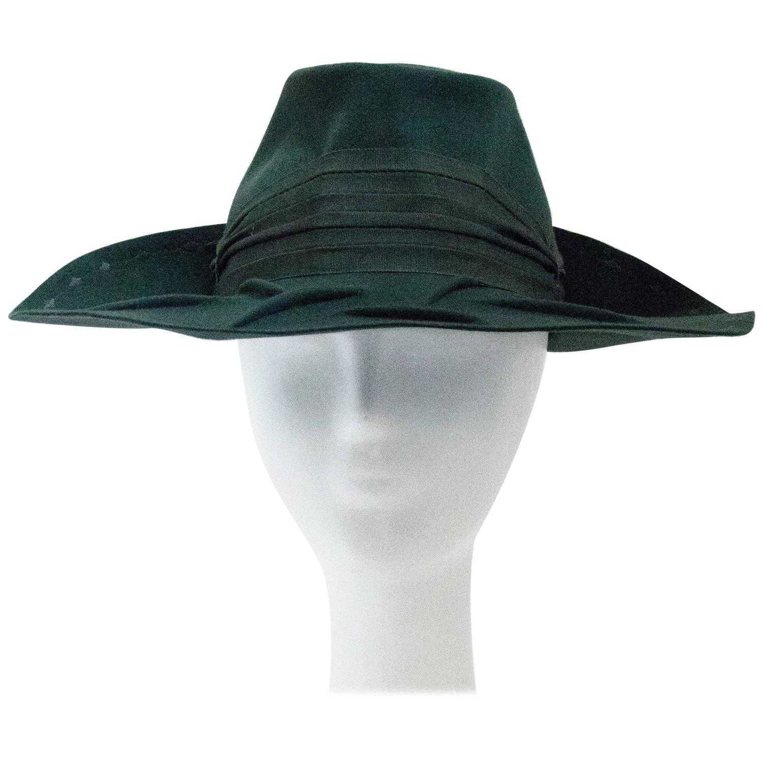 1930s Sage Green Felt Ladies Hat For Sale at 1stdibs