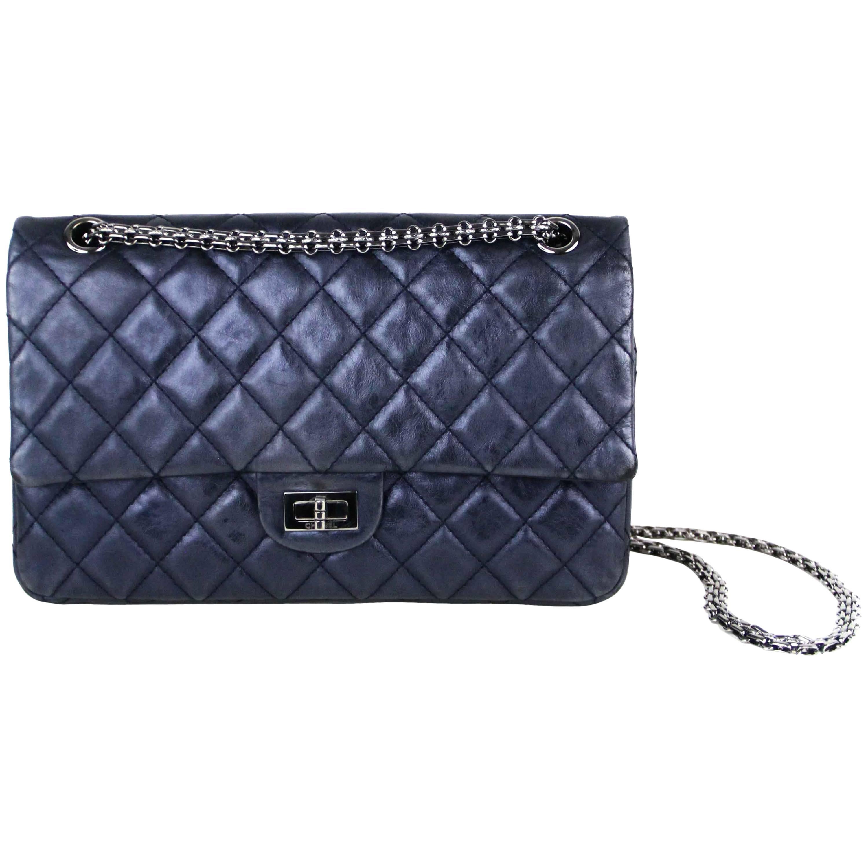 CHANEL Navy 226  Reissue Double Flap