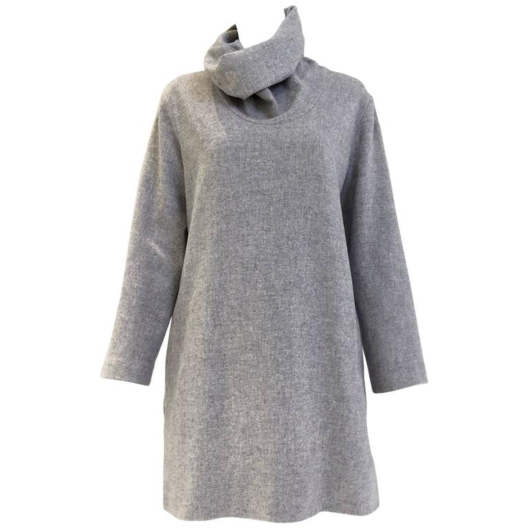 90s Jean Paul Gaultier grey wool and cashmere dress For Sale at 1stDibs
