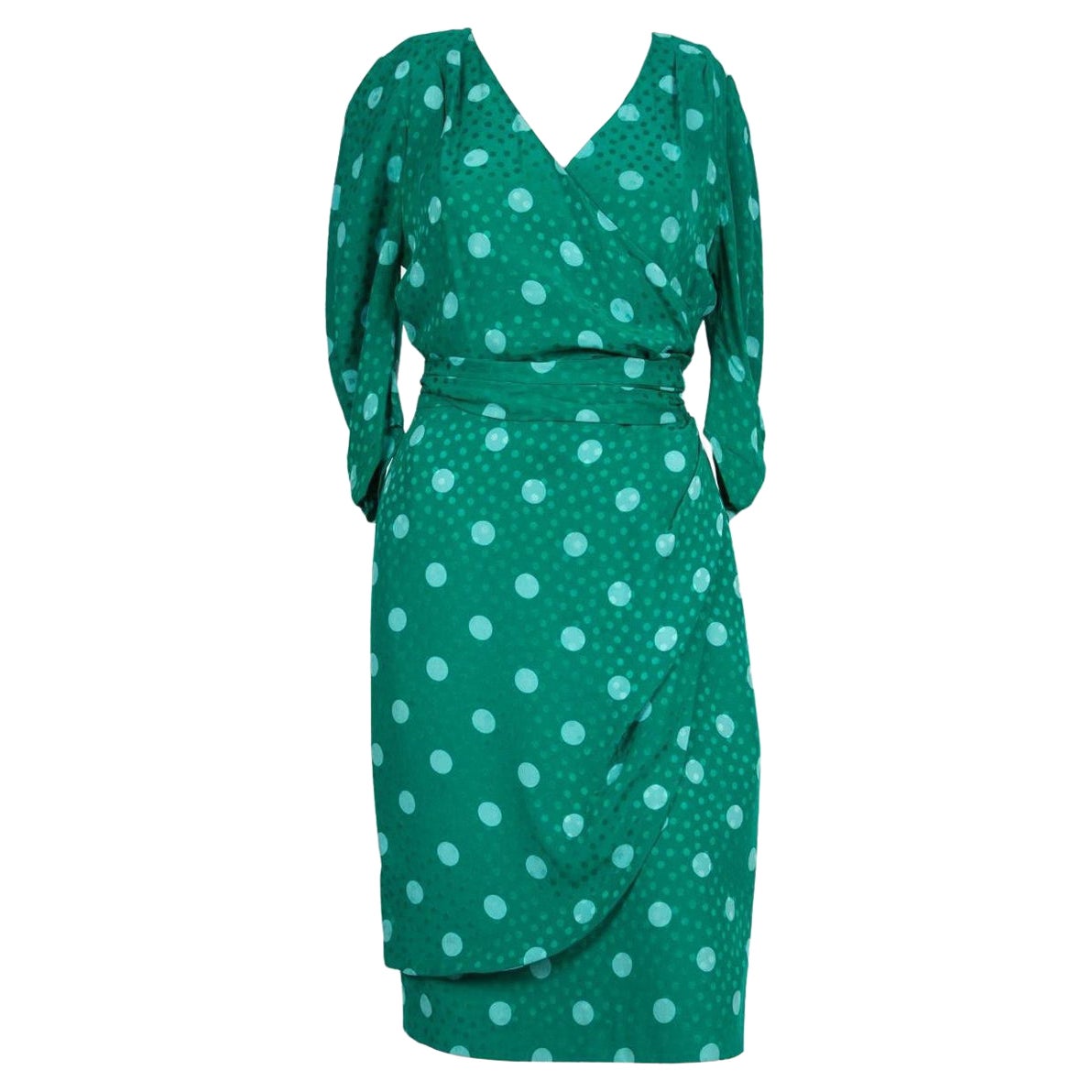Vestido de seda de lunares verdes Guy Laroche