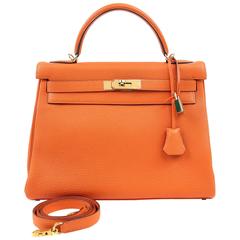 Hermès Orange Togo 32cm Kelly Bag with Gold Hardware 12