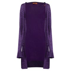 Pre-Loved Missoni Women's Purple Metallic Thread Longline Cardigan