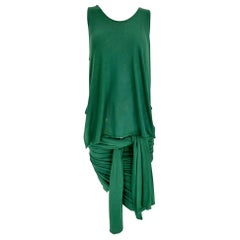 Retro John Paul Gaultier Public Rare 1980s Green Cotton Jersey Wrap & Tie Dress