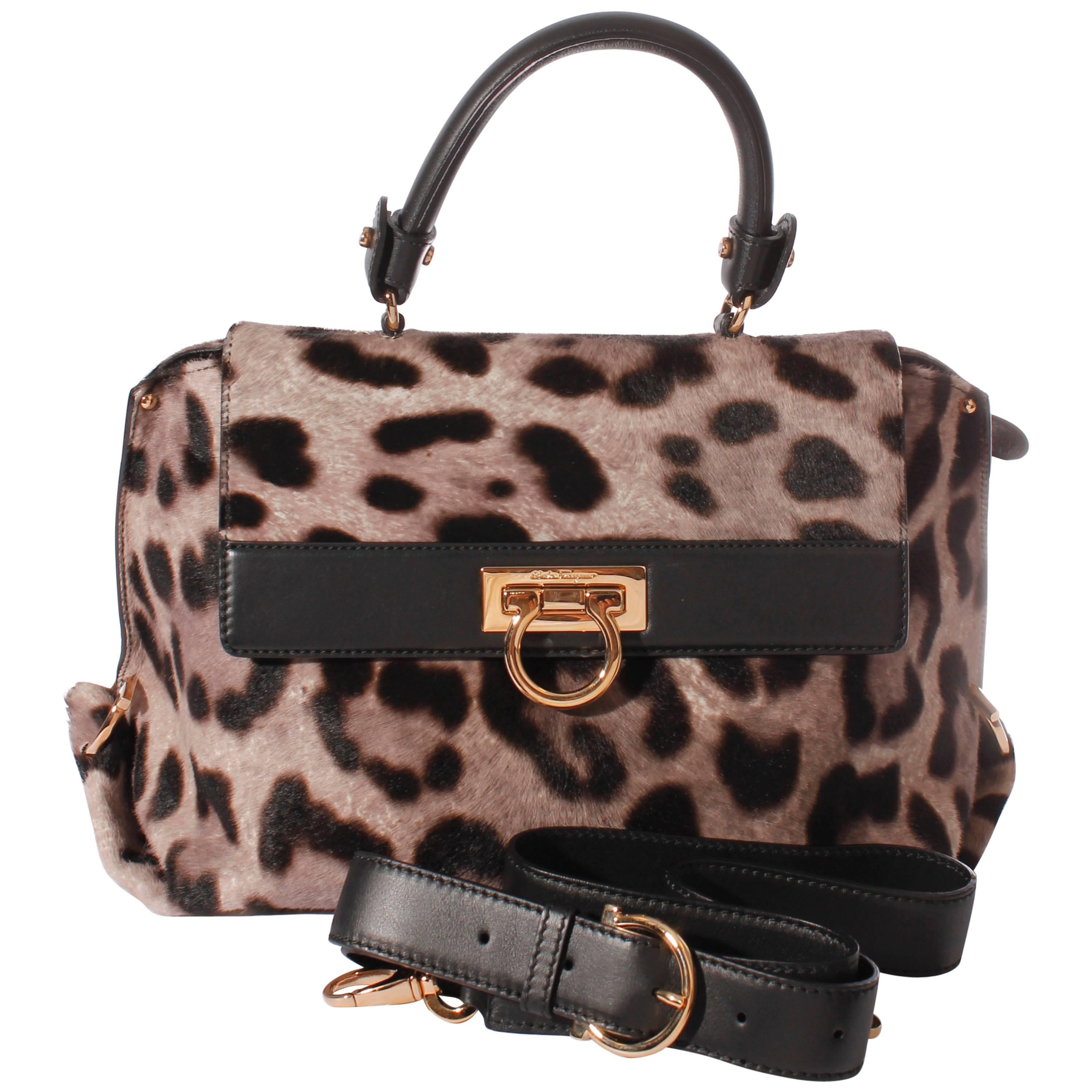 Salvatore Ferragamo Sofia Medium Tote Bag - leopard/ponyhair