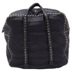 Bottega Veneta Black Textured Leather Boston Bag