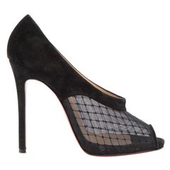 Used Pre-Loved Christian Louboutin Women's Black Resilana 120 Brodeveau