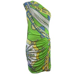 Emilio Pucci Green/Blue/Yellow One Shoulder Dress-42